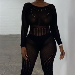 Brand new black see through mesh jumpsuit